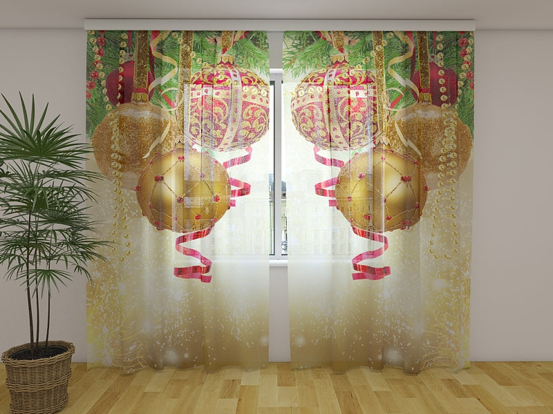 Photo Curtain Christmas Golden Glow