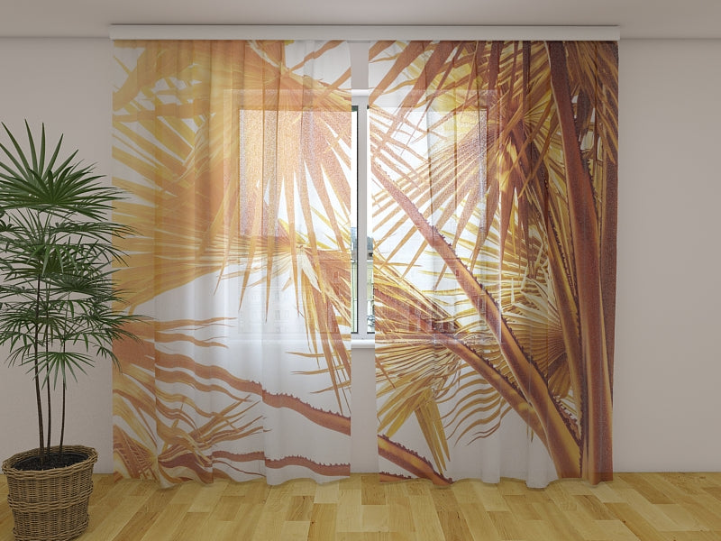 Rideau photo feuilles de palmier en cuivre