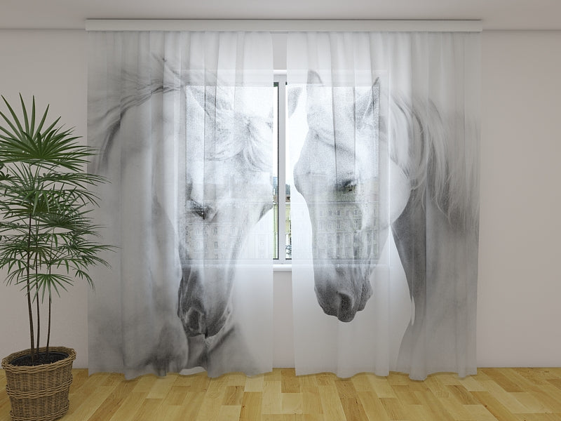 Photo Curtain Couple of White Horses