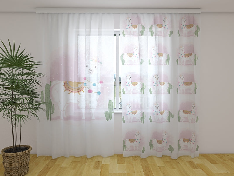 Photo Curtain Cute Alpaca