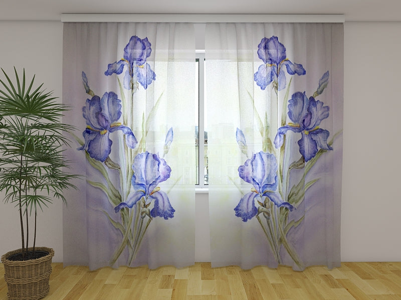Photo Curtain Delicate Blue Irises