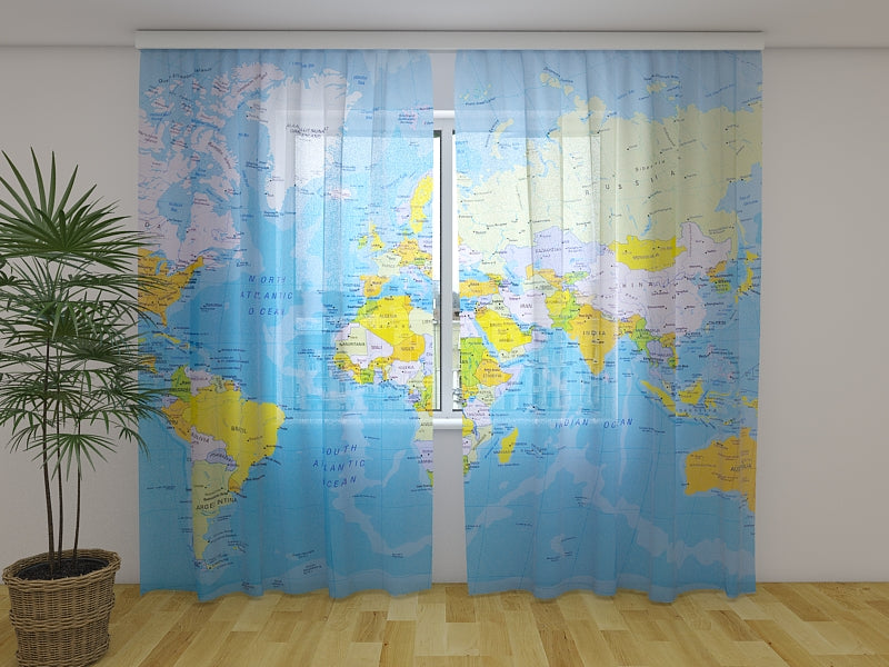 Rideau photo carte du monde détaillée