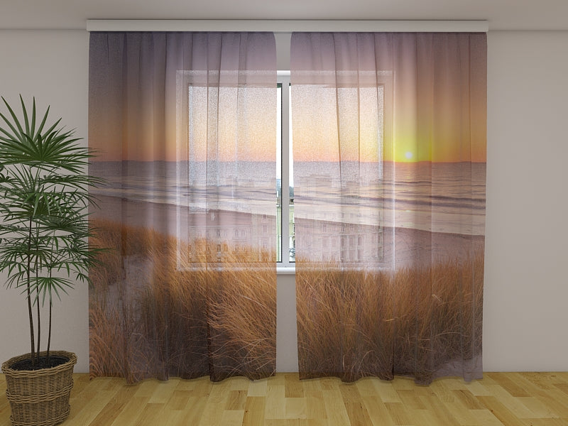 Rideau photo Dunes et plage au coucher du soleil aux Pays-Bas