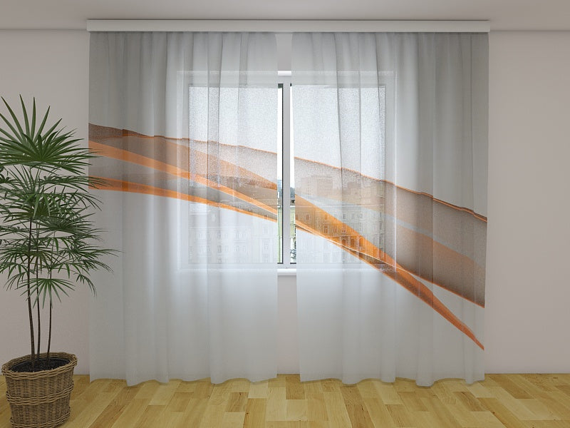 Rideau Photo Élégante Ligne Abstraite Orange