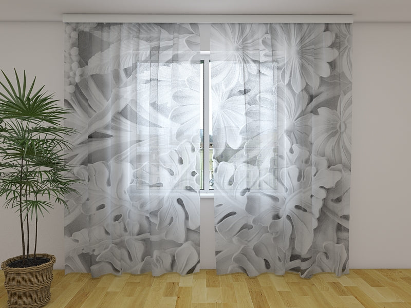 Rideau photo en relief floral