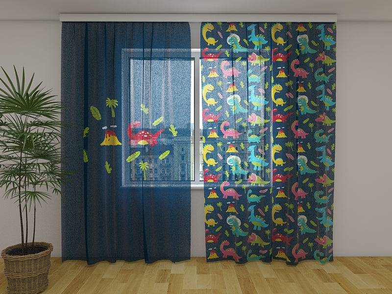 Photo Curtain Funny Dinosaurs