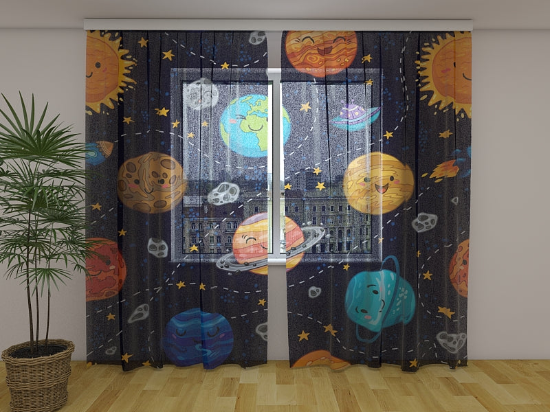 Photo Curtain Funny Planets, Stars, and Comets