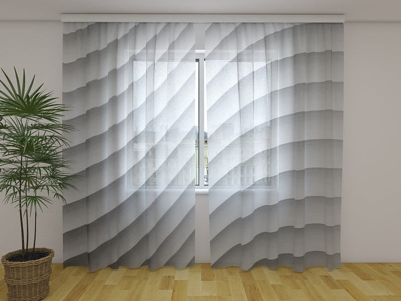 Photo Curtain Gray Wavy Abstraction