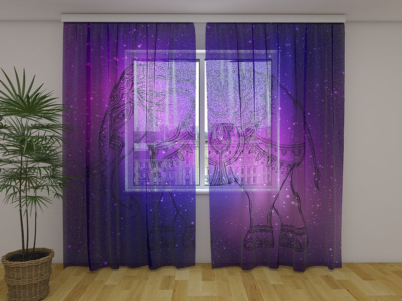 Photo Curtain Indian Elephant over Mandala