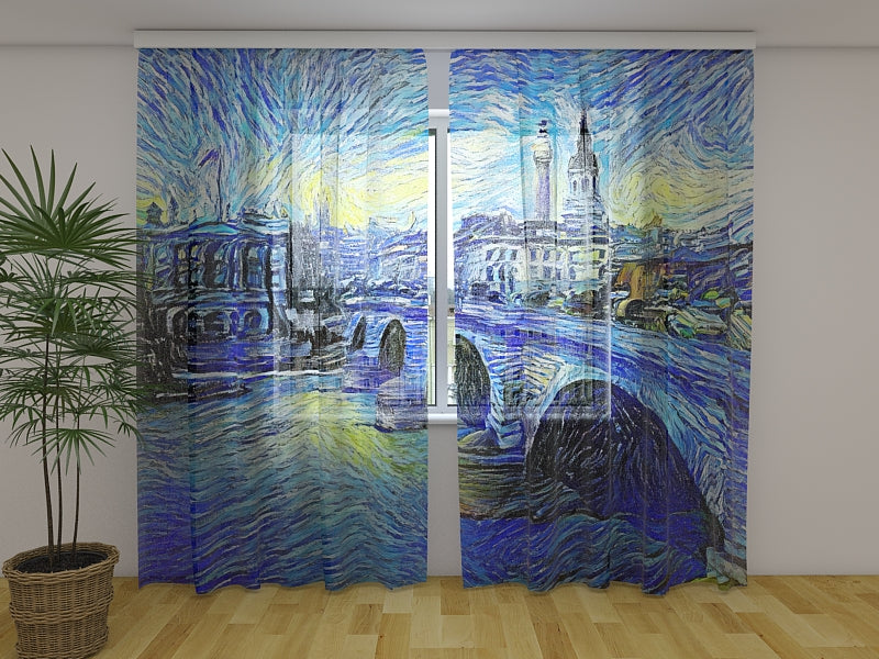 Fotocortina Puente de Londres en estilo Van Gogh