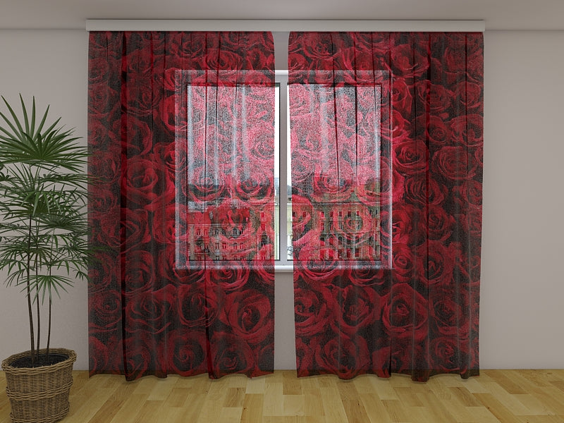 Photo Curtain Lovely Red Roses