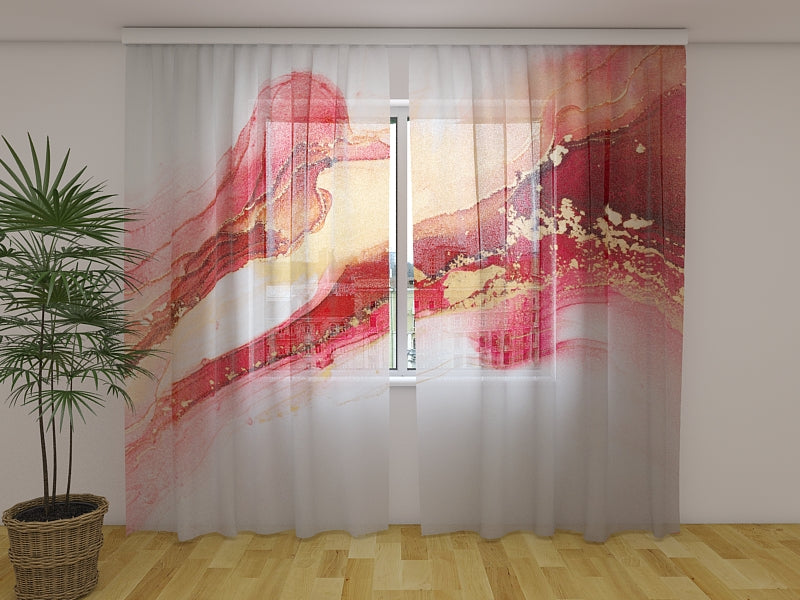Rideau photo Luxe Abstraction en Rouge et Or