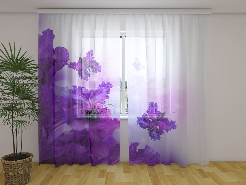 Photo Curtain Magic Purple Butterflies