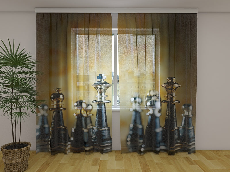 Photo Curtain Metallic Chess