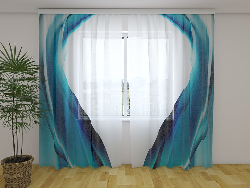 Photo Curtain Night Blue Abstract Waves