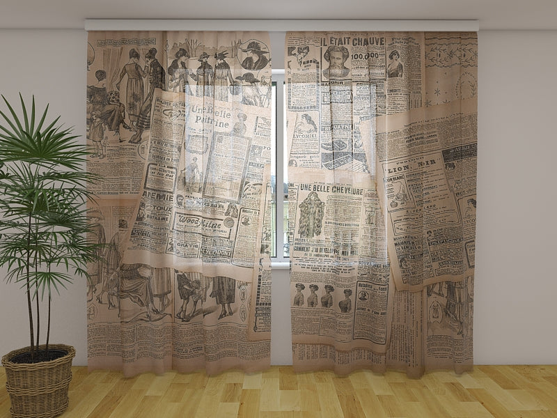 Rideau photo Pages de vieux journaux