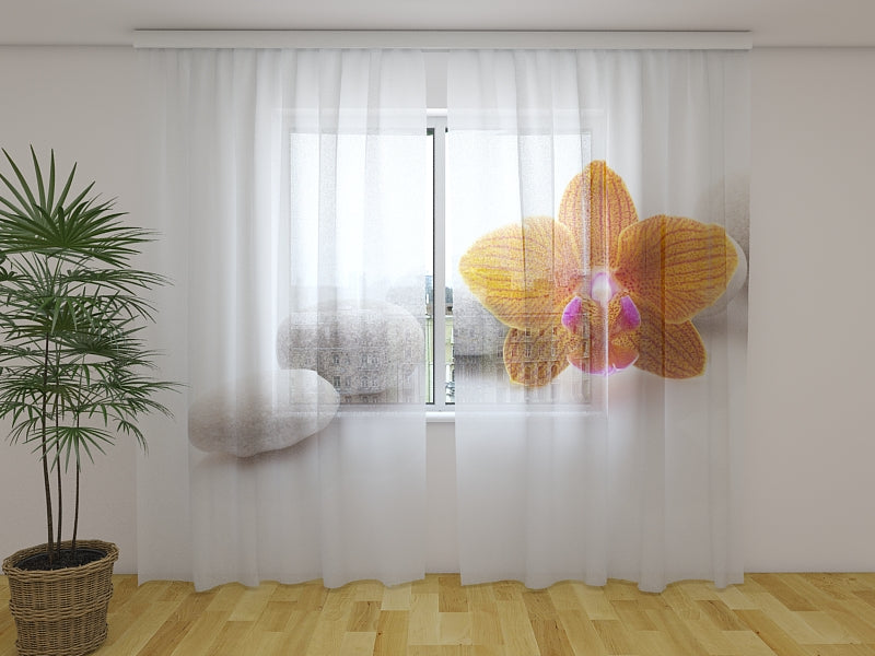 Rideau photo Orchidée Orange sur Pierres Spa