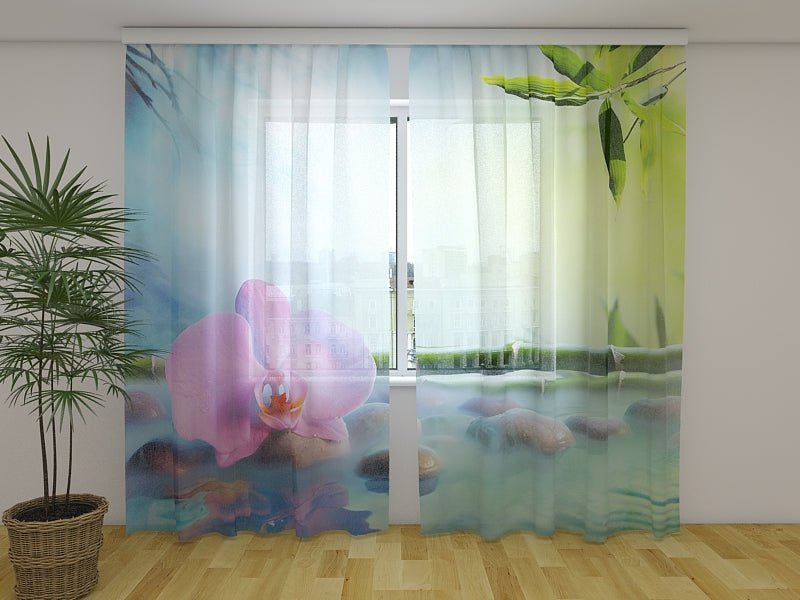 Photo Curtain Orchid In Japanese Fountain