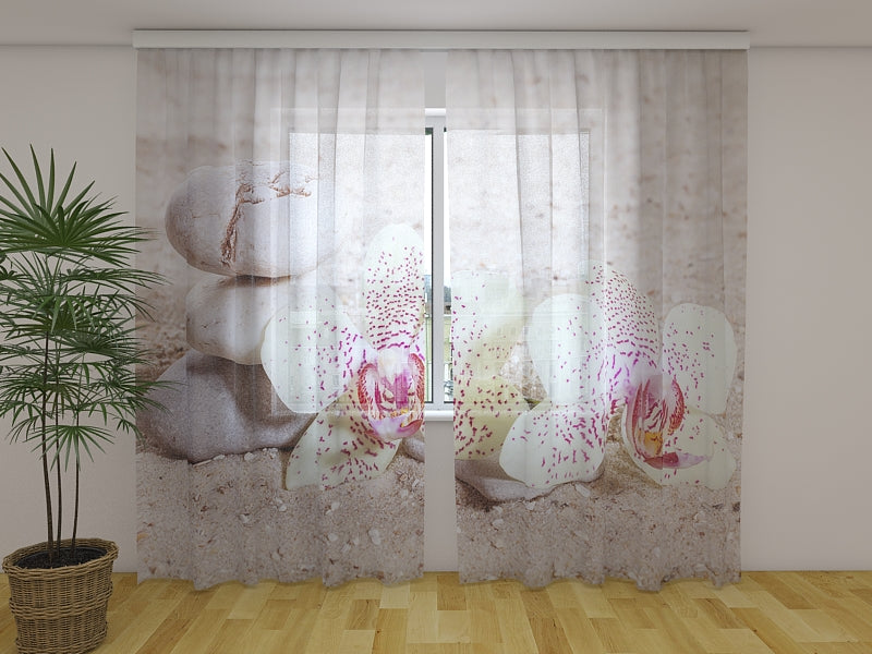 Rideau Photo Orchidées et Pierres Zen