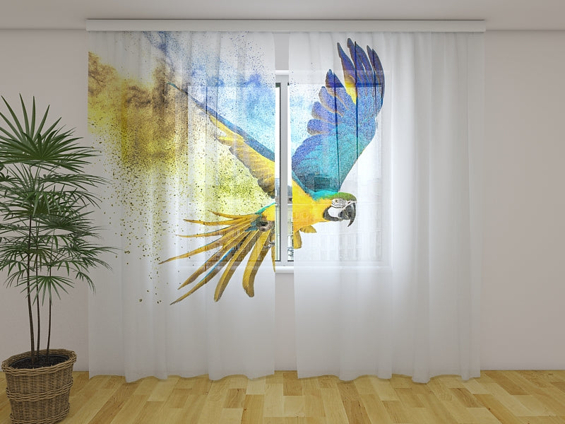 Photo Curtain Parrot"s Colorful Flying