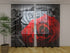 Photo Curtain Red Rose on Black and White