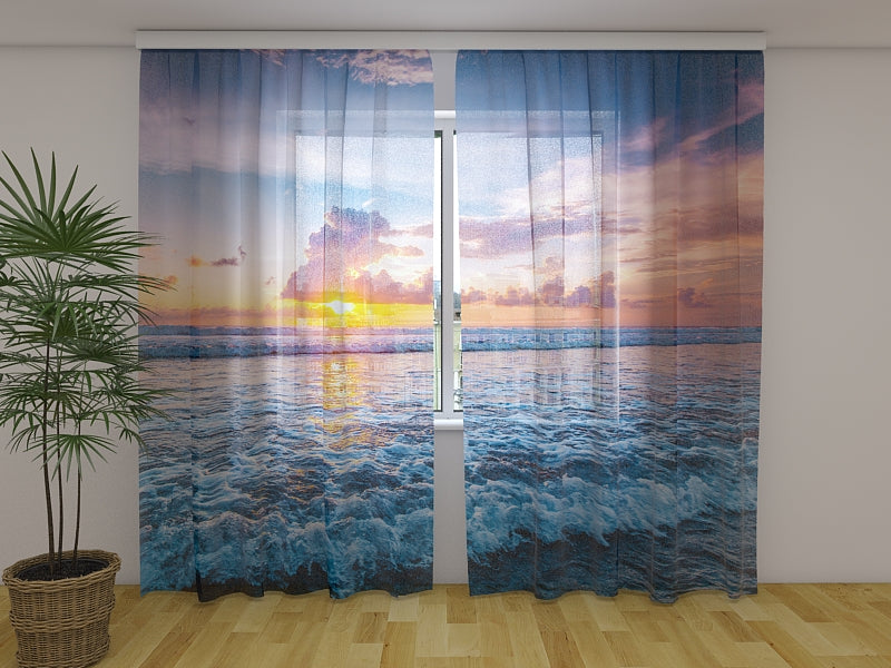 Photo Curtain Sunset Over the Ocean Waves