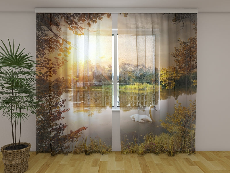 Photo Curtain Swan at Sunset