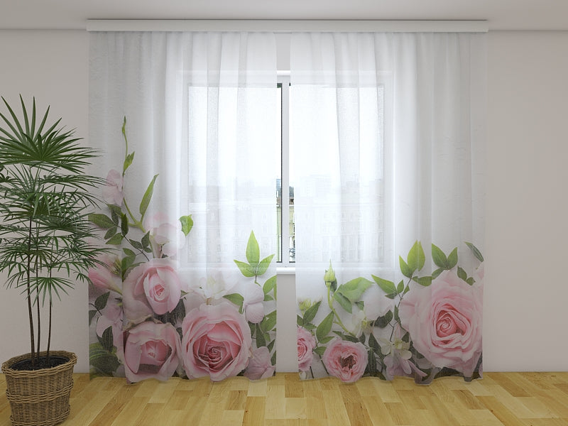 Rideau photo Tendresse de roses roses