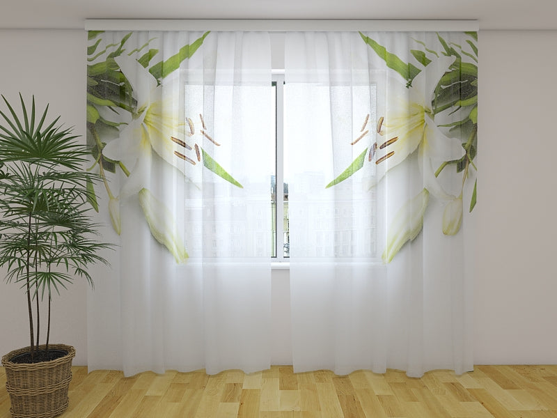 Photo Curtain Wonderful White Lilies