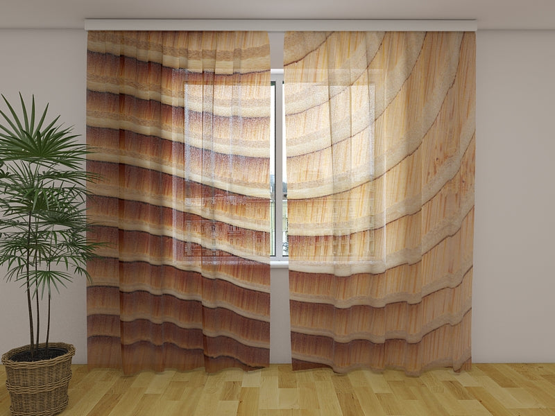 Rideau Photo Bois Vagues Abstraites