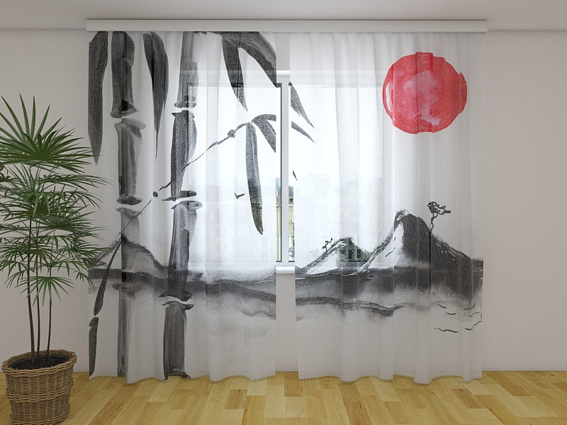 Photo Curtain Beautiful Japanese Watercolor