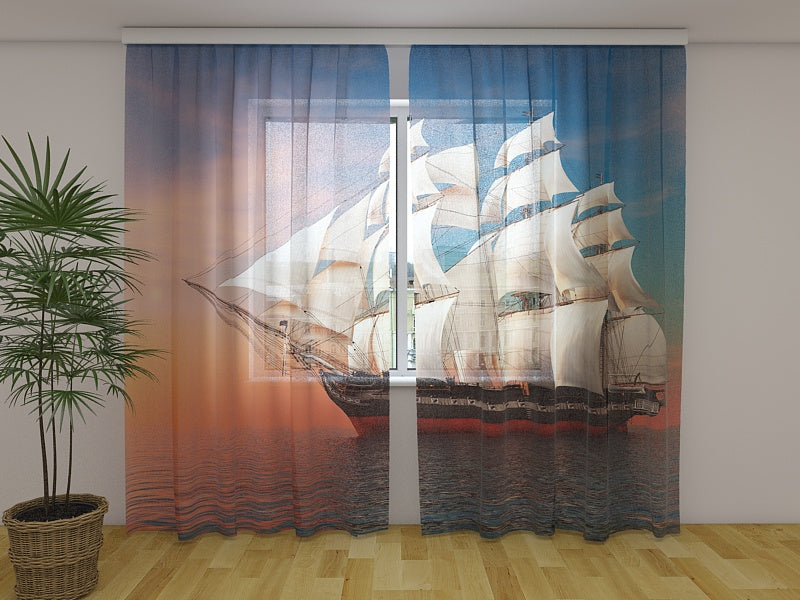 Photo Curtain Big Sailing-ship