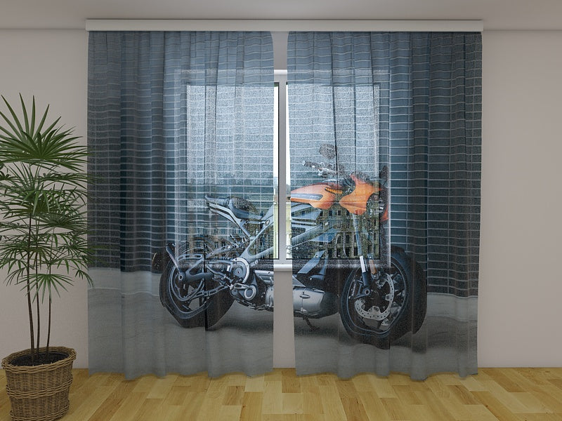 Photo Curtain Black Motorbike Harley Davidson