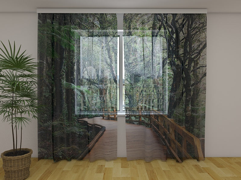 Photo Curtain Boardwalk in Forest