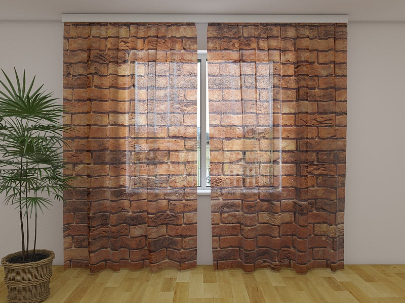Photo Curtain Brick Brown Wall