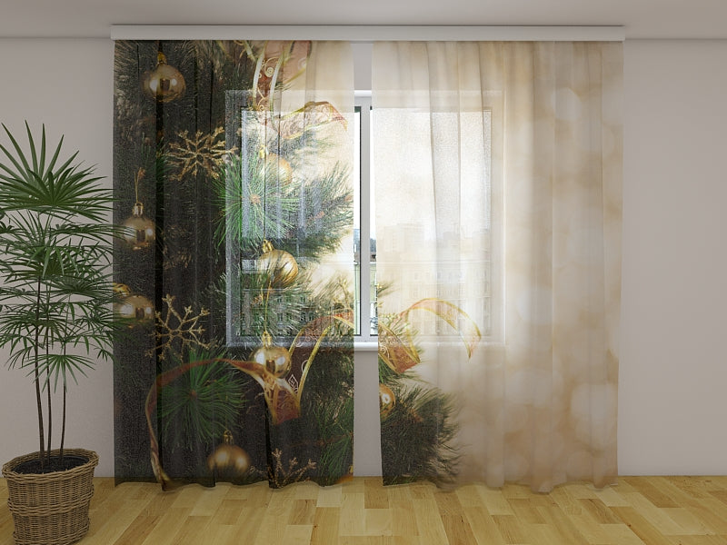 Photo Curtain Christmas Gold