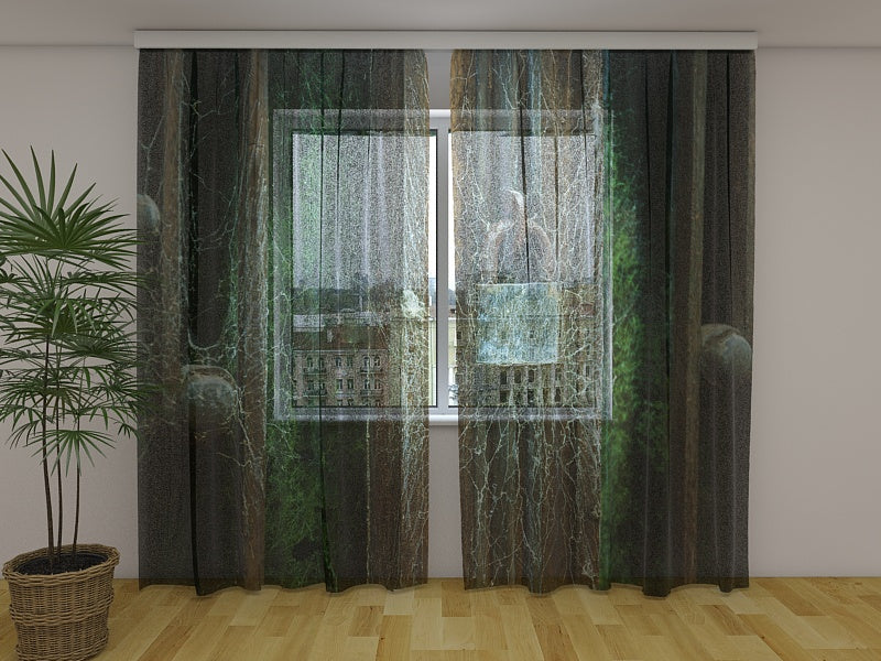 Rideau photo toile d'araignée sur une ancienne écluse