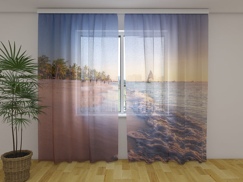 Photo Curtain Colorful Sunset at the Tropical Beach