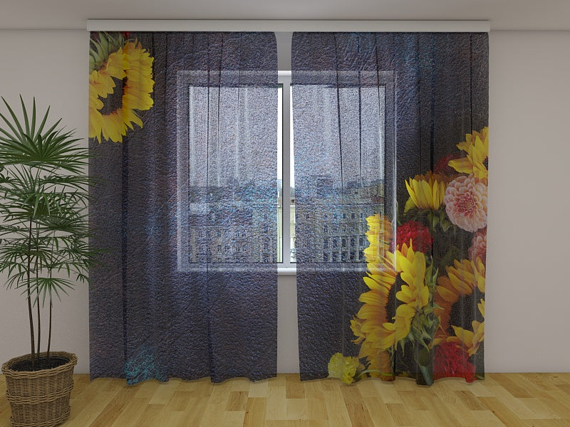 Foto Cortina Dalia y Girasoles