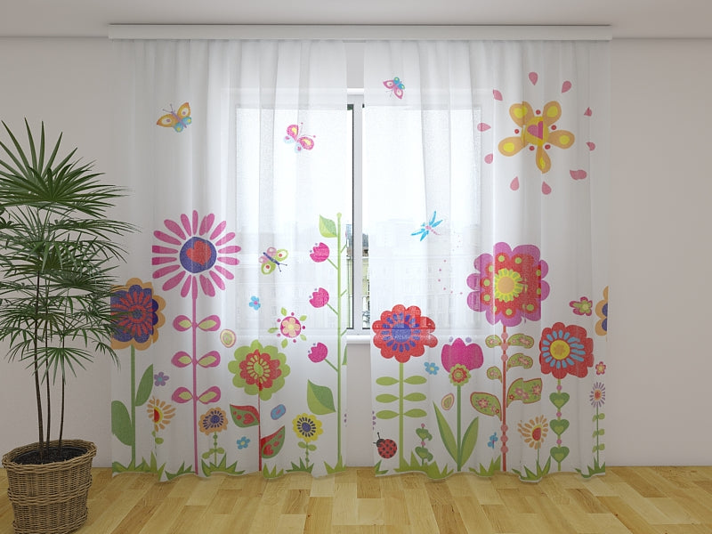 Photo Curtain Flowers and Sun