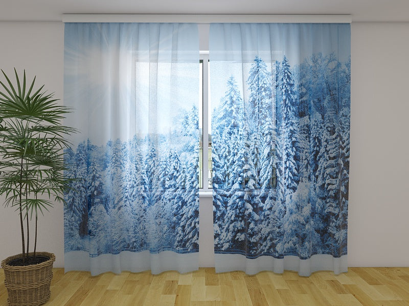 Photo Curtain Forest with Snow and Hoarfrost