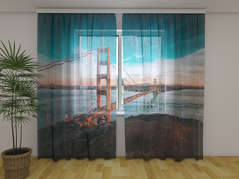 Foto Cortina Puente Golden Gate al Atardecer