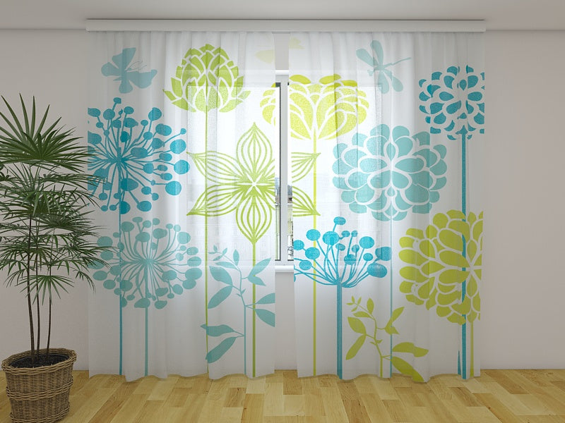 Photo Curtain Graphic Flowers