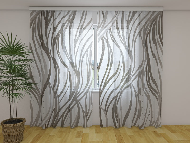 Photo Curtain Gray Abstract Waves