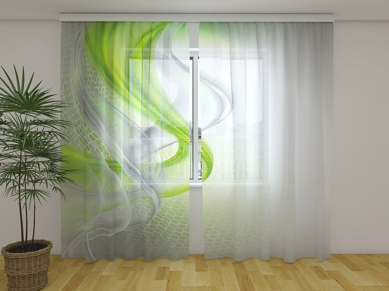 Photo Curtain Green Abstraction