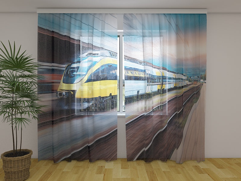 Photo Curtain High Speed Yellow Train