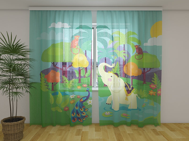 Photo Curtain Indian Animals