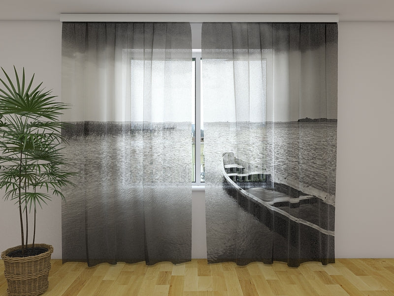 Photo Curtain Lonely Boat on Lake