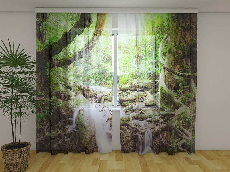 Photo Curtain Manora Waterfall in Tropical Jungle