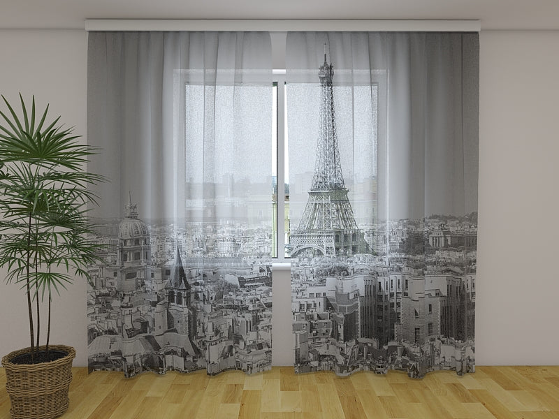 Photo Curtain Morning in Paris Black and White